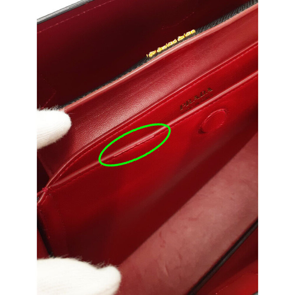 Prada Saffiano Leather Double Bag black contrasting red interior - Picture 4 of 9